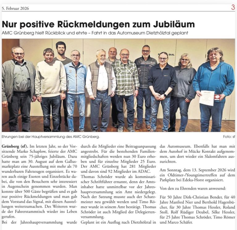 Pressebericht JHV 2026 – Heimatzeitung